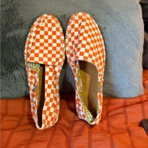 Ubuntu Orange and White Checkered Slip-On Shoes